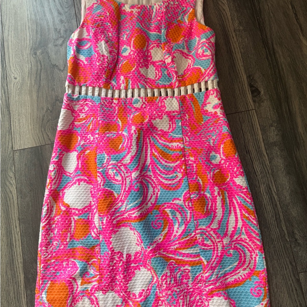 Lily Pulitzer Vibrant Pink and Blue Cut Out Dress